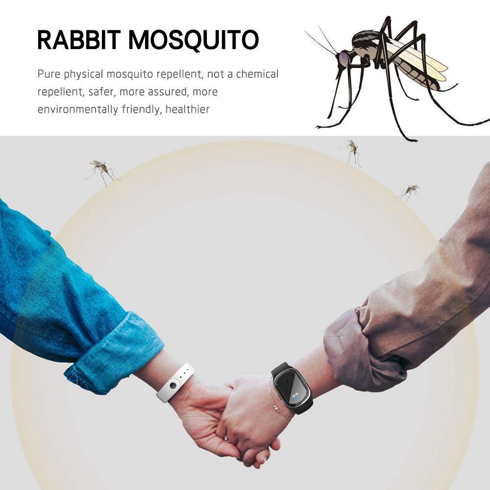 Two persons wearing mosquito band