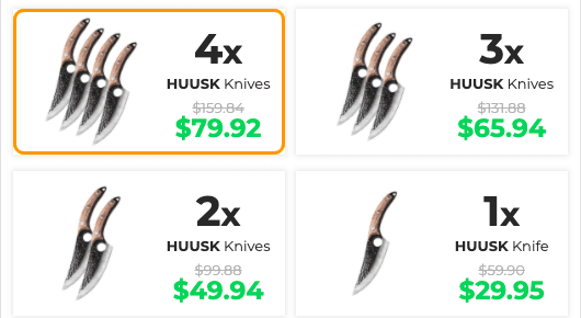 Pricing of Huusk Knives