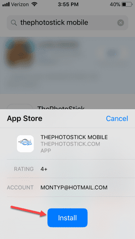 Installing the Photostick Mobile App