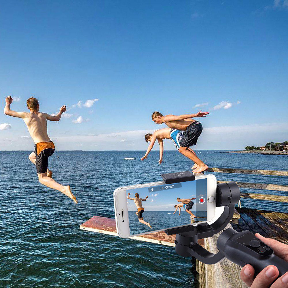 Boys diving into sea and StableCam pro clicking the scene