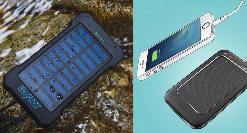 Charging iPhone with Voltzy Solar Power Bank