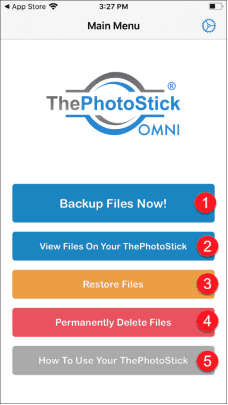 thePhotostick Omni iPhone App Interface