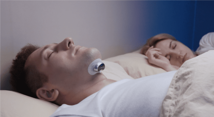 A person using Anti Snoring device while sleeping