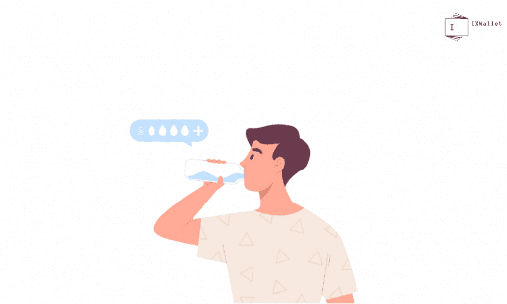 A boy drinking water for migraine relief